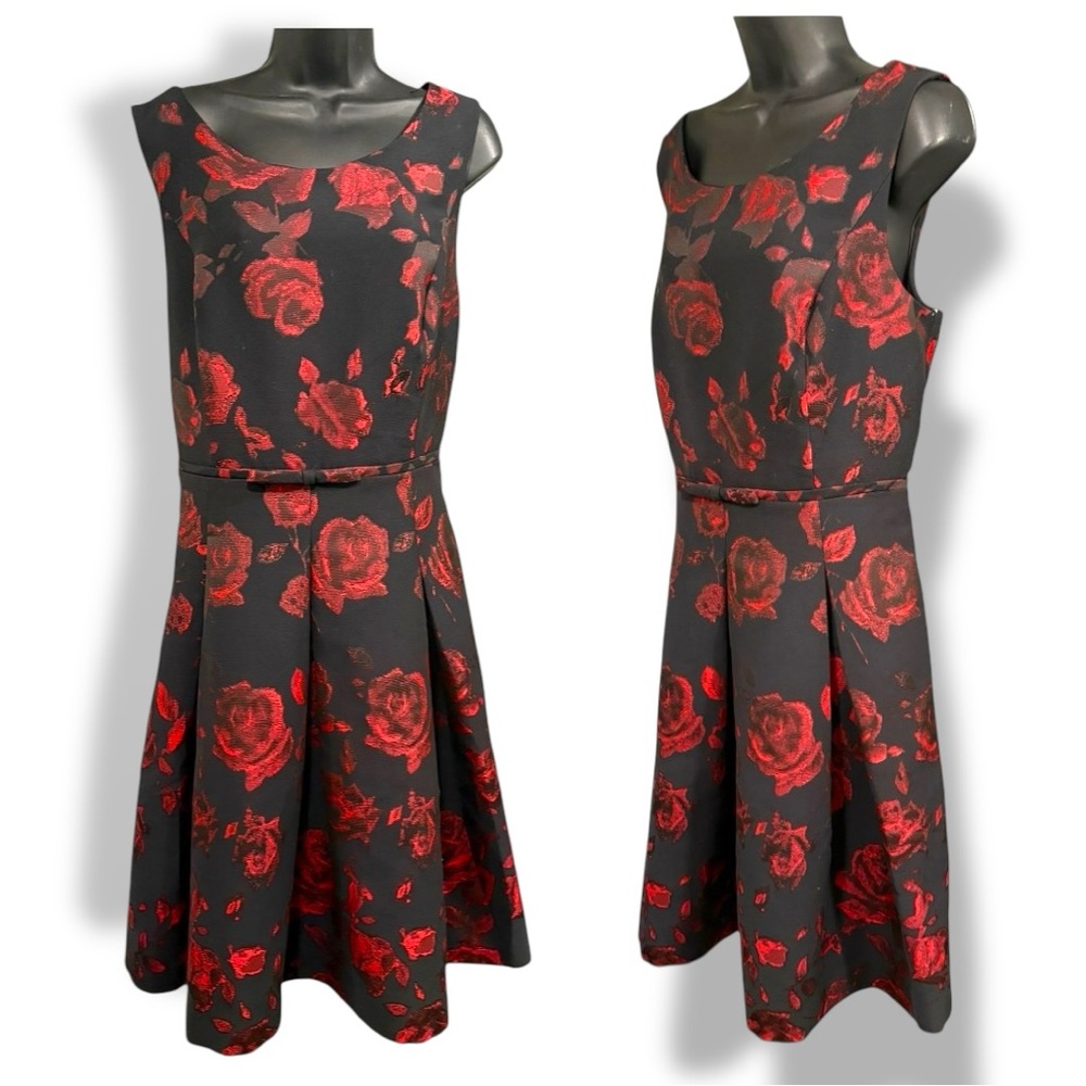 Talbots Red & Black Sleeveless Cocktail Dress Plus Sz 16 NWT